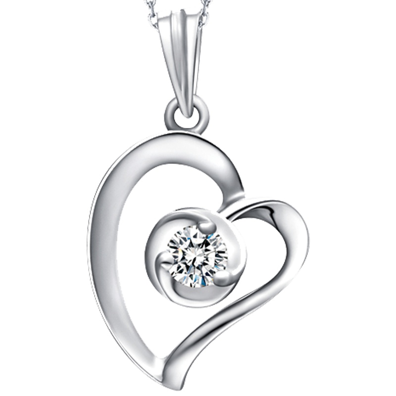 周大福珠宝首饰心形PT950铂金/白金钻石坠A133558