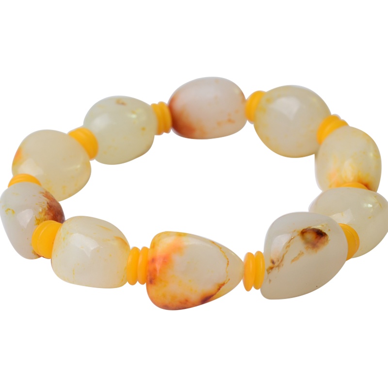 臻玉盈 新疆和田玉籽料原石手串红皮白肉男士女款送证书