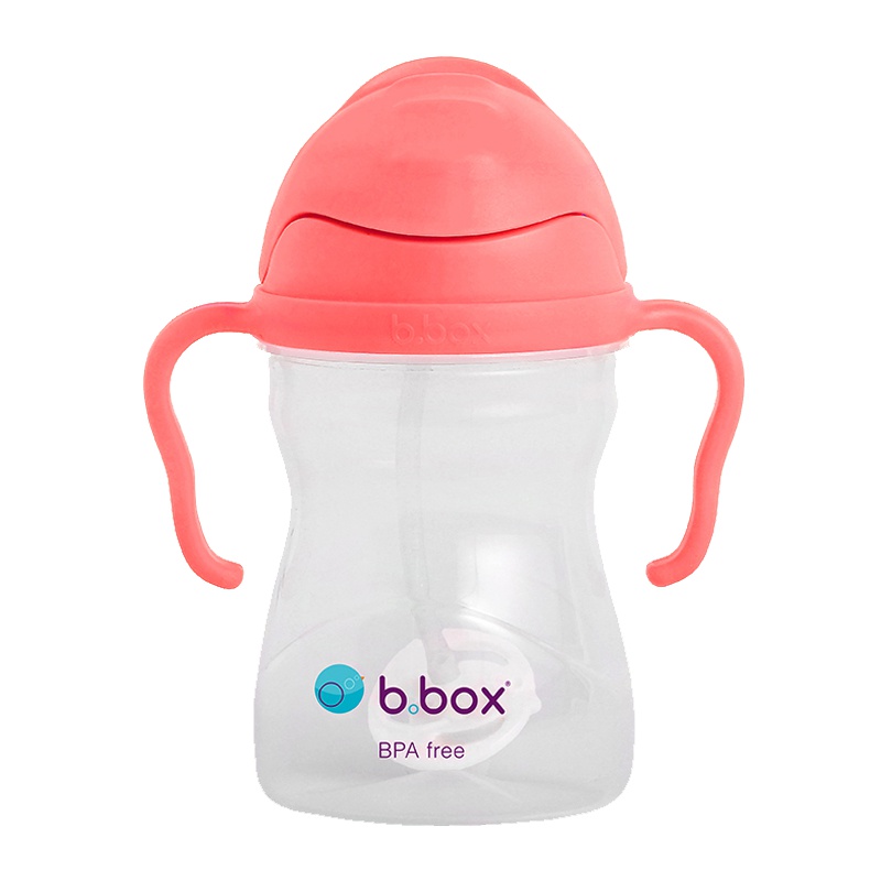 澳洲b.box儿童吸管杯重力球水杯bbox宝宝学饮杯带手柄防漏带刻度 新版第三代NEW 西瓜红