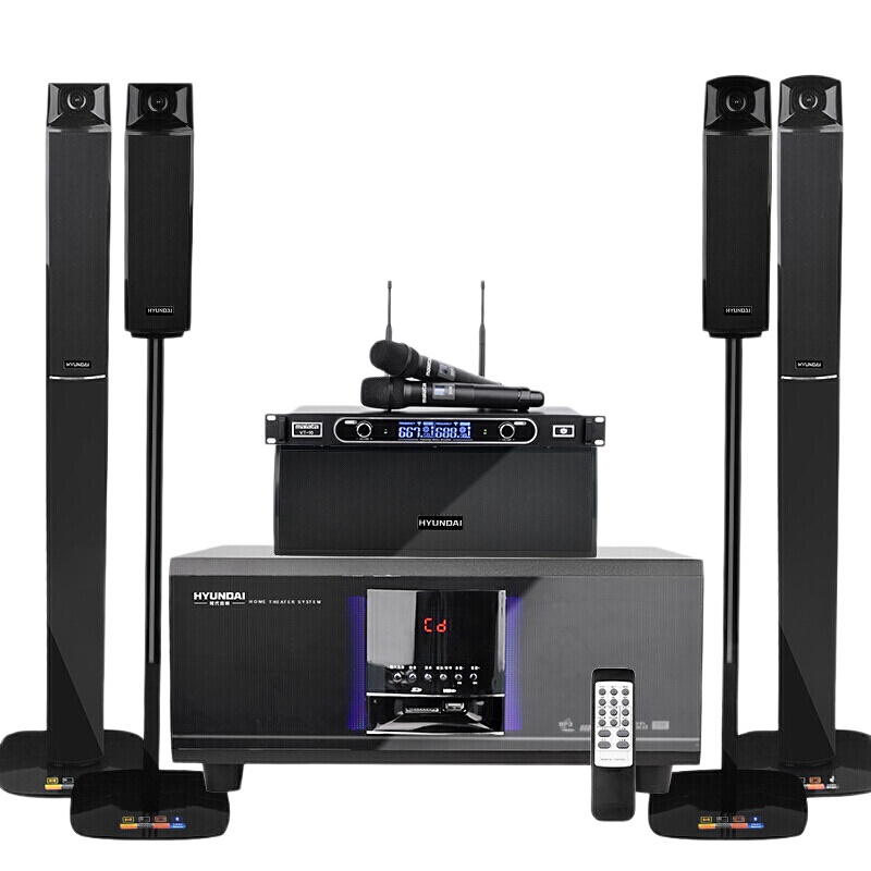 现代HYUNDAI 家庭影院音响组合 KTV套装模拟5.1音响设备客厅电视卡拉OK音响 H5家庭影院+VT10