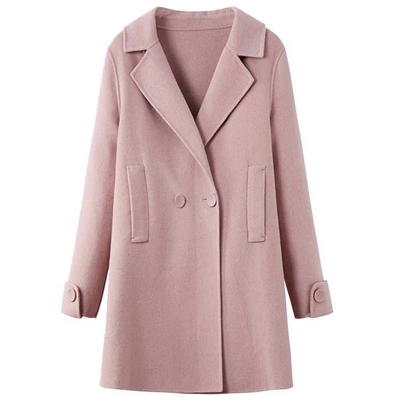 【专柜同款】拉夏贝尔毛呢外套女冬中长款西装呢子韩版小个子大衣女10017696