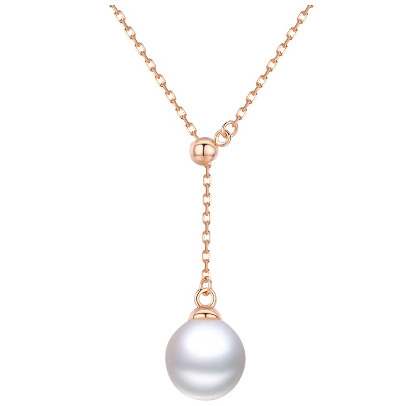 佰色传情(BRIR)925纯银项链Y字链单颗珍珠吊坠简约气质可调节珍珠项链送女友生日约会礼物