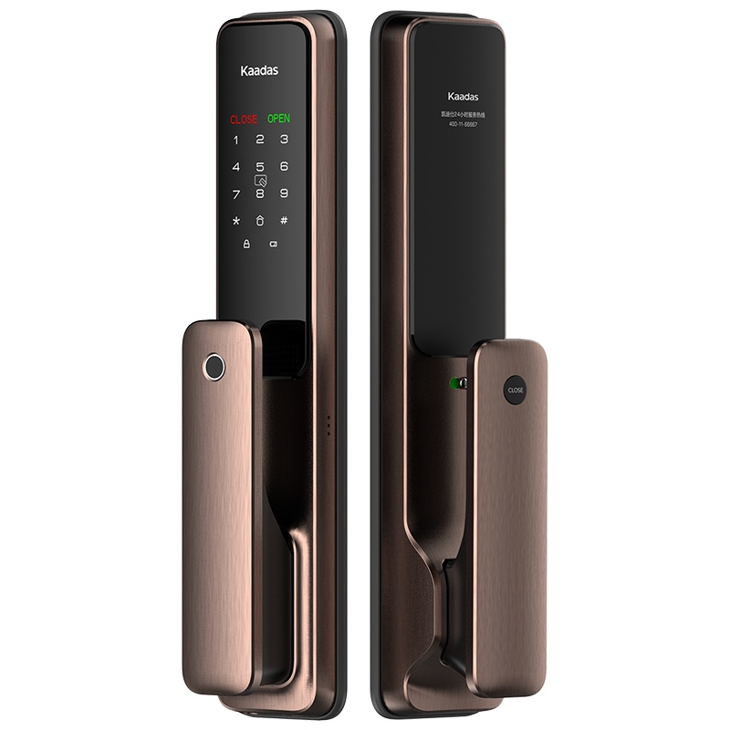 凯迪仕(Kaadas)智能锁X1指纹锁推拉式全自动智能门锁家用防盗门锁防猫眼锁电子密码锁WiFi直连红古铜色
