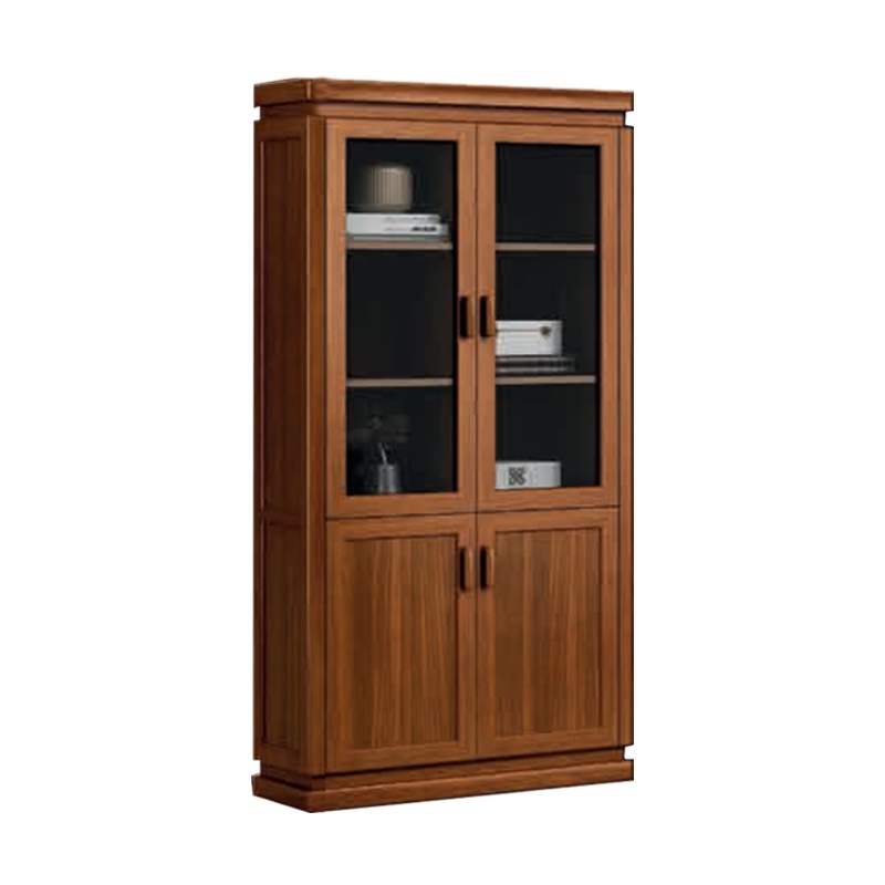 钜晟 新中式办公柜1.0米胡桃实木中两门文件柜储物柜JS-GLZW-3005