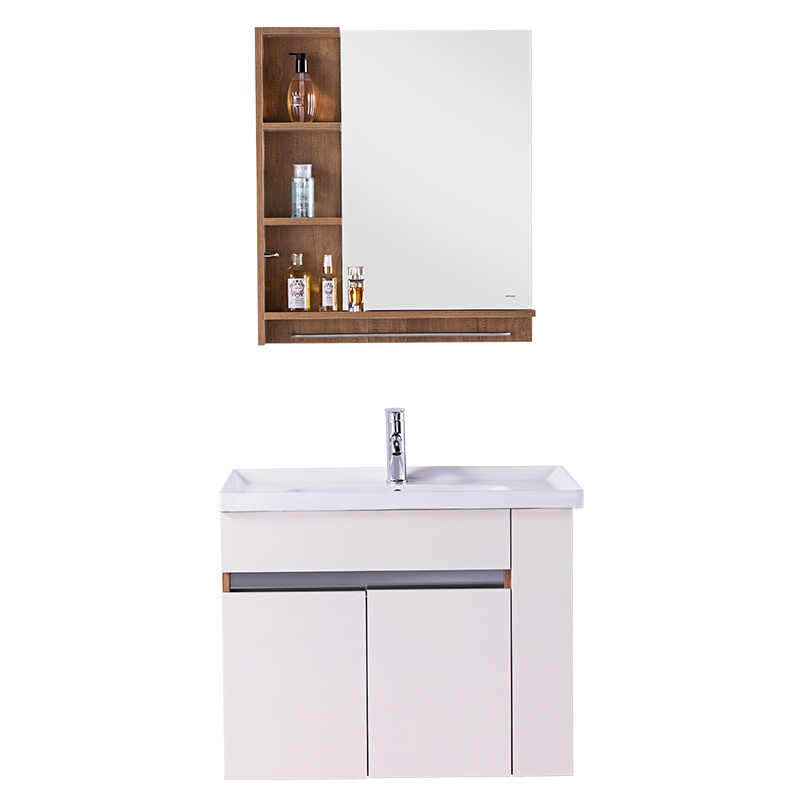 帝王洁具北欧风格浴室柜一体陶瓷台盆多层实木浴室柜洗手台左右储物柜E1防水板超大储物空间佩嘉