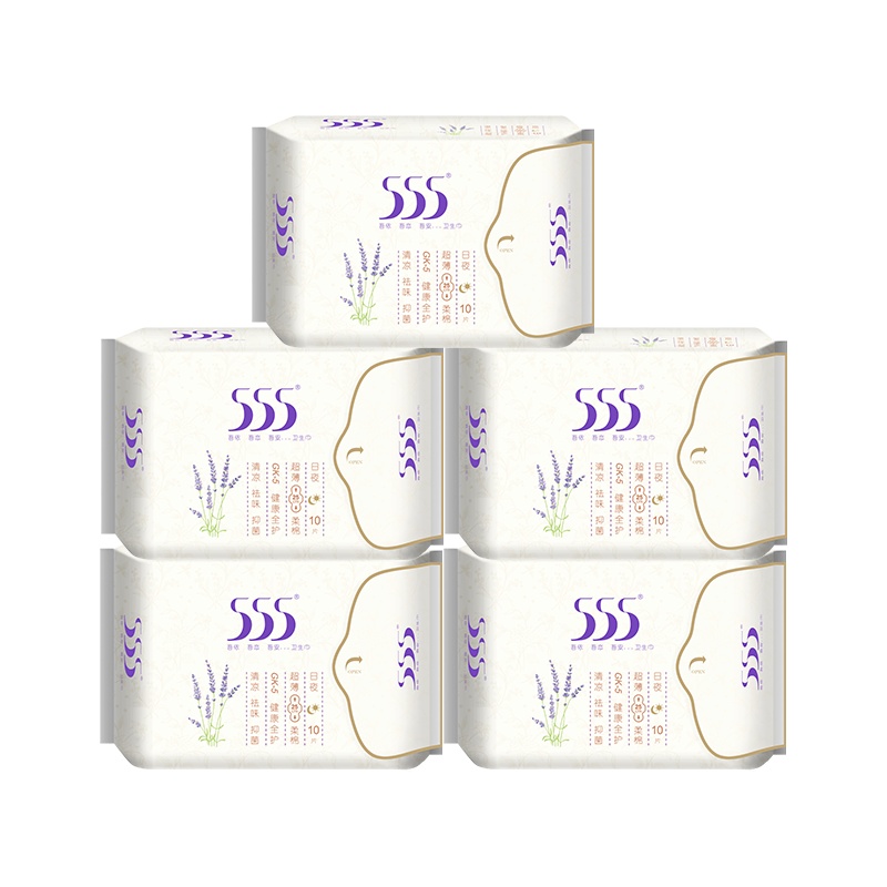 555健康卫生巾祛味抑菌绵日夜透气姨妈巾250mm5包共50片
