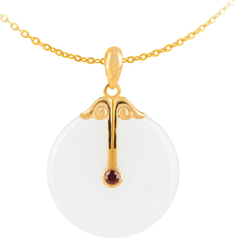 金一足金百福具臻女士款和田玉吊坠赠银链(定价) ZJDZ026