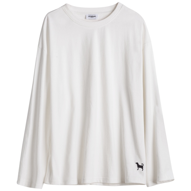 OtherMix白色T恤女2021春夏新款韩版宽松时尚洋气打底长袖上衣