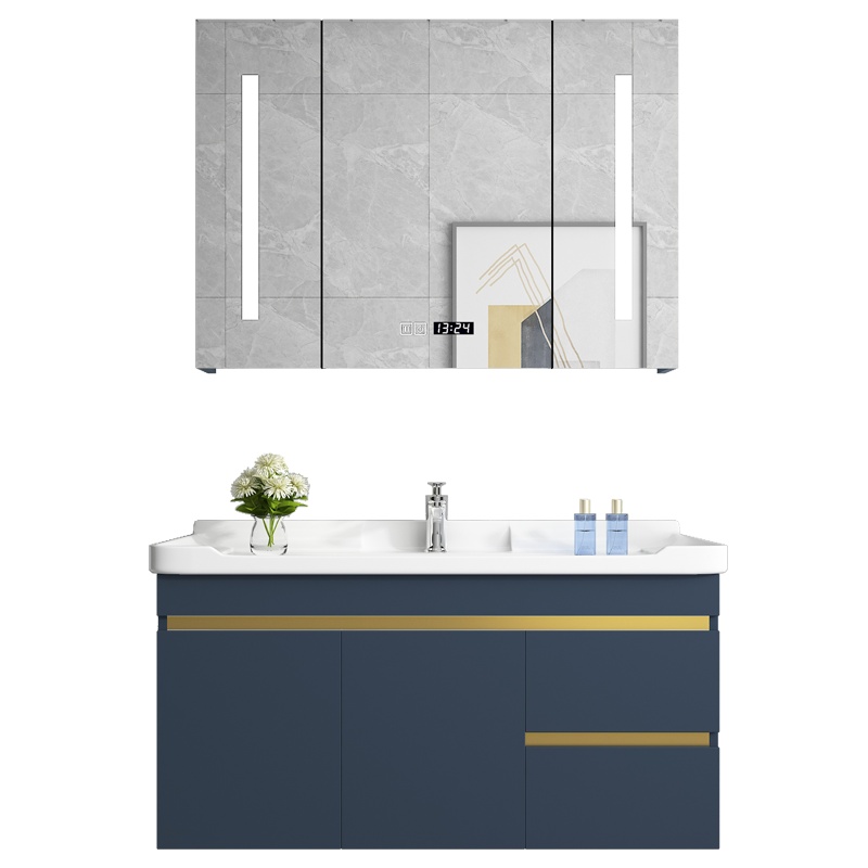 正山浴室柜组合现代简约卫生间洗脸盆洗手盆柜组合一体陶瓷台盆卫浴套装