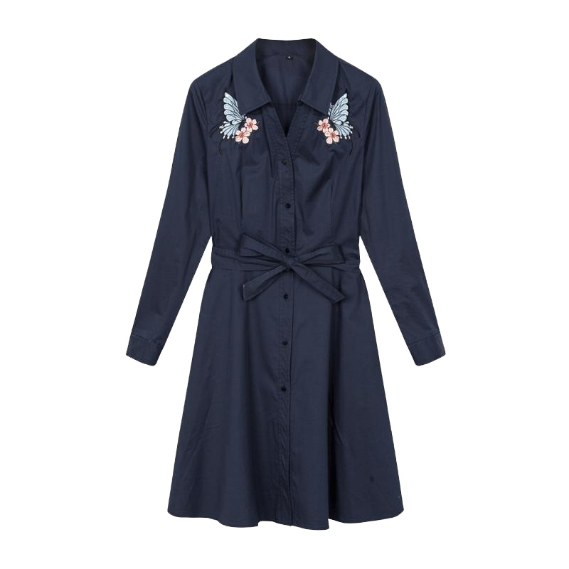 【热卖】夜店收腰连衣裙女装2019春季ulzzang长袖百褶a字显瘦雪纺衬衫裙子20011691_458 S 藏青