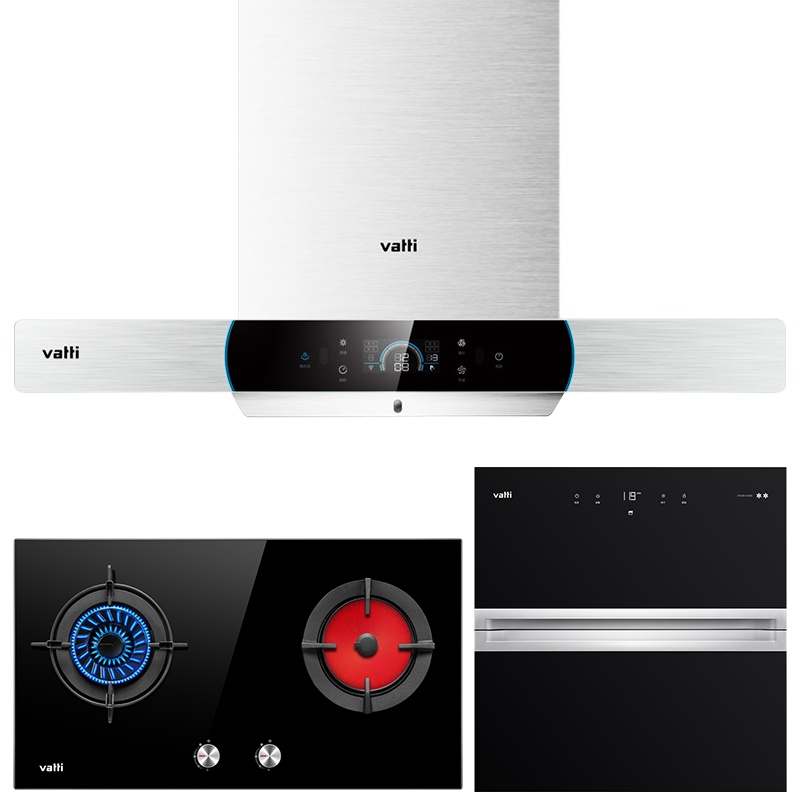 华帝(vatti)i11124+46B+i13025欧式抽油烟机燃气灶具消毒柜三件套 21立方智能挥手即开 天然气