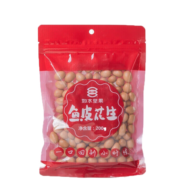 如水 坚果炒货 鱼皮花生豆200g日本豆 休闲零食 鱼皮花生200g 3袋