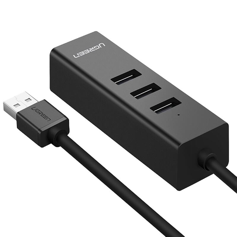 绿联(UGREEN)USB分线器百兆有线网卡RJ45网口转换器 适用苹果笔记本电脑网线接口拓展HUB扩展坞延长线3029