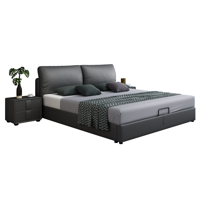 德致真皮床双人床1.5米1.8米现代简约主卧婚床意式轻奢床北欧皮床