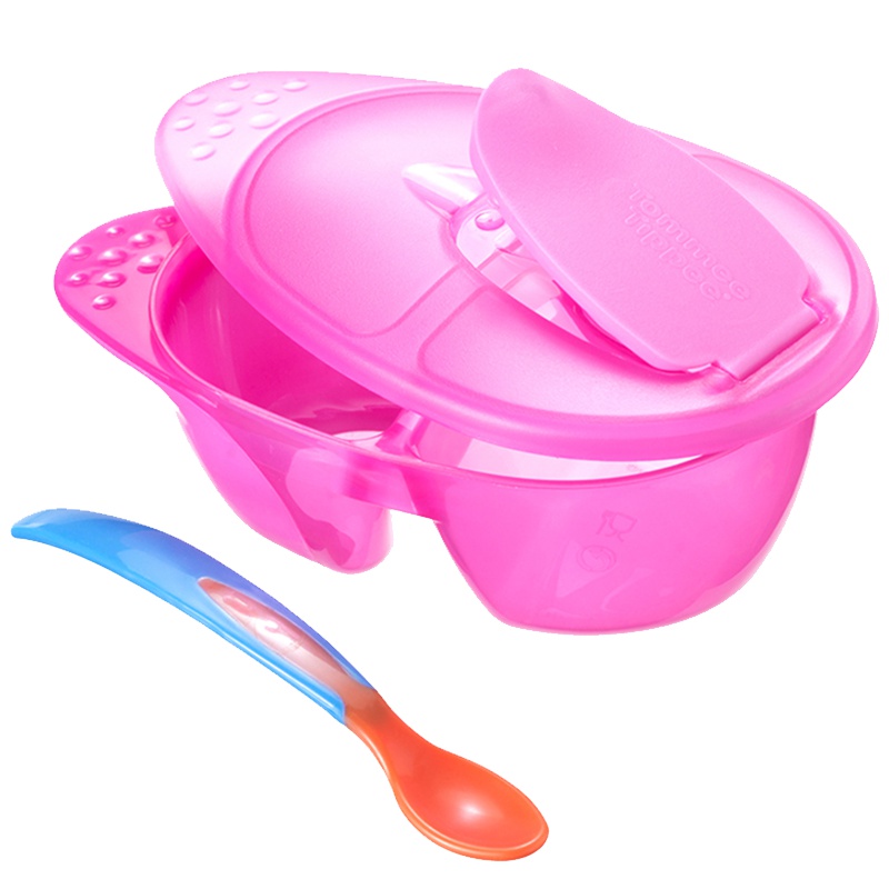 汤美星(Tommee Tippee)00699 感温喂哺勺双格碗防漏盖宝宝餐具套装儿童旅行餐具