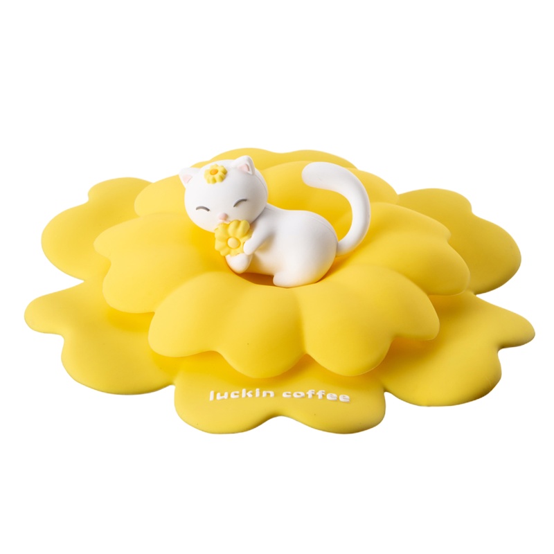 瑞幸咖啡（luckin coffee）花喵个性创意硅胶杯盖通用圆形防尘陶瓷杯玻璃水杯杯盖