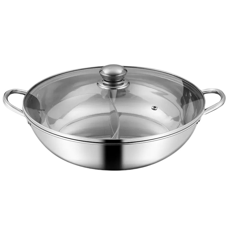 [送汤勺漏勺]鸳鸯锅 火锅盆加厚电磁炉家用不锈钢火锅锅汤锅炉