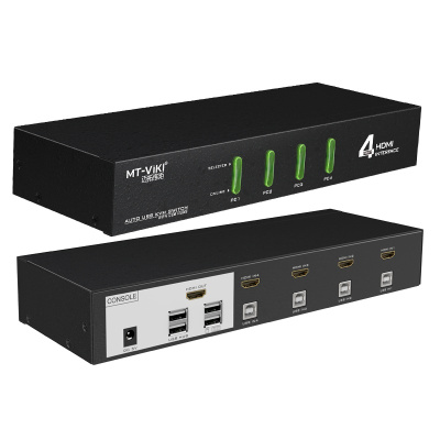 迈拓维矩MT-0401VK 工业级kvm切换器4口usb带音频显示器电脑vga4进1出