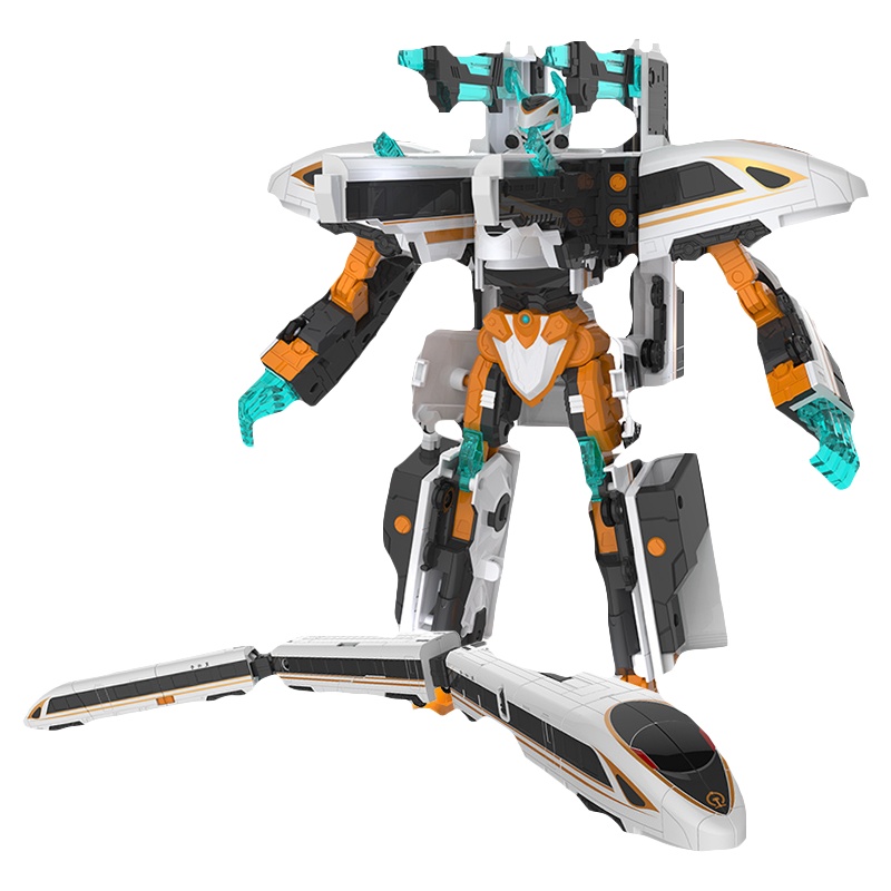 灵动创想 列车超人男孩女孩玩具 火车超人高铁动车三合体变形-复兴号CR400BF CT6855