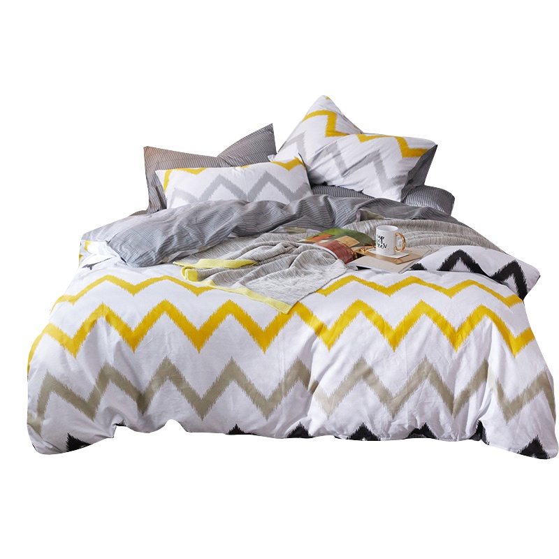 吉岳Giyou全棉三/四件套 北欧INS简约风格活性印染床上用品被套床单枕套四件套