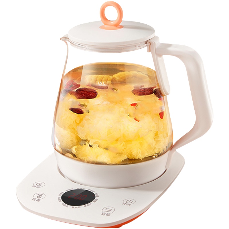 美的 养生壶电水壶电热水壶烧水壶多功能花茶壶电茶壶煮水壶一机多用煮茶器1.5L玻璃WGE1506c
