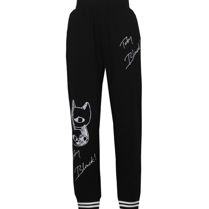 a02新款潮流卡通印花束脚秋冬加厚加绒休闲裤女DTU6D0241PN