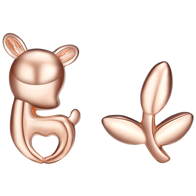 潮宏基 FUN趣-鹿鸣 红18K金耳钉玫瑰金耳环女彩金耳饰