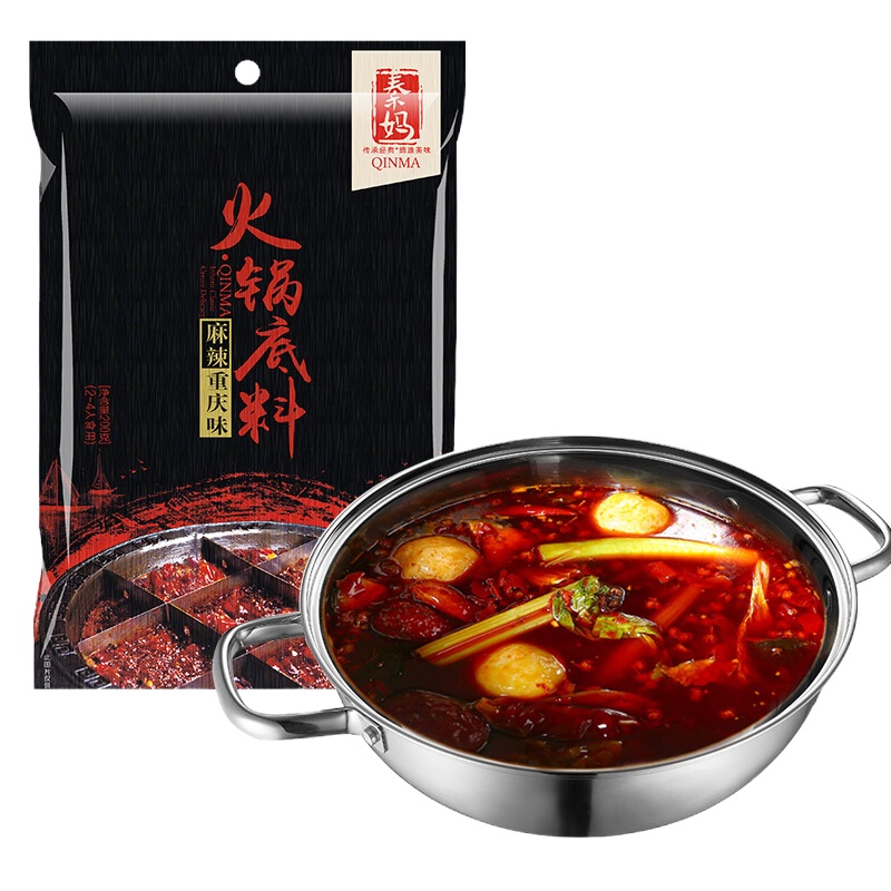 秦妈麻辣重庆味火锅底料200g 家用红汤牛油老火锅底料