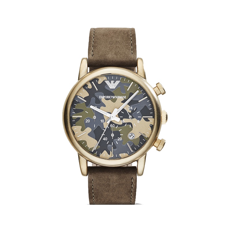 ARMANI手表时尚英伦风多功能休闲绅士石英男士手表AR1818 军绿色
