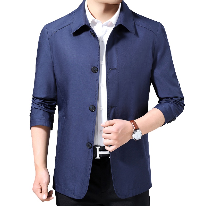 恒源祥男士夹克2020新款男夹克翻领外套中年休闲茄克