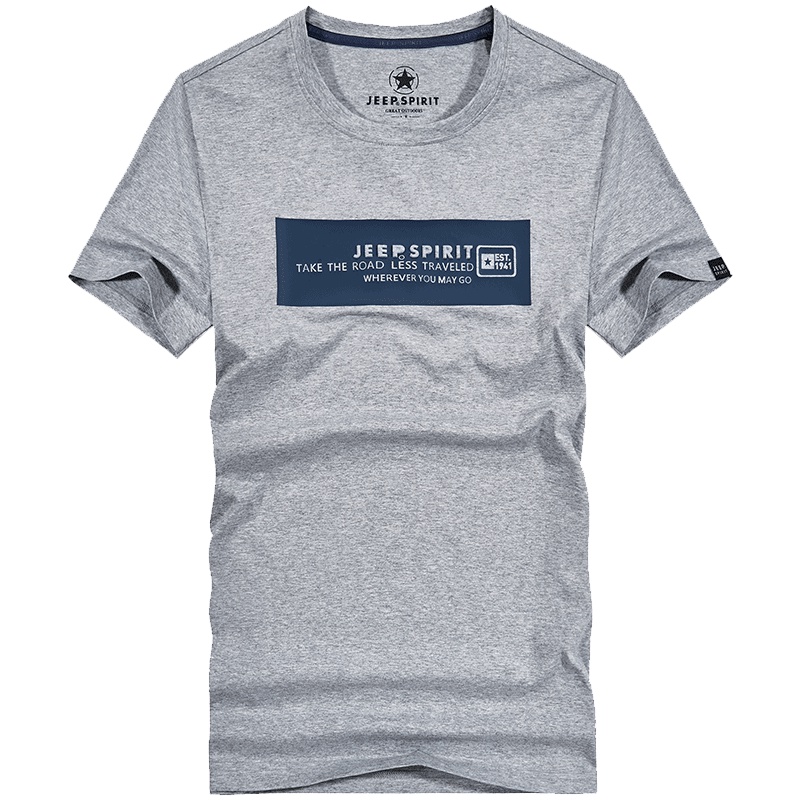 JEEP/吉普男装2019夏季短袖t恤男宽松休闲圆领时尚打底体恤衫装