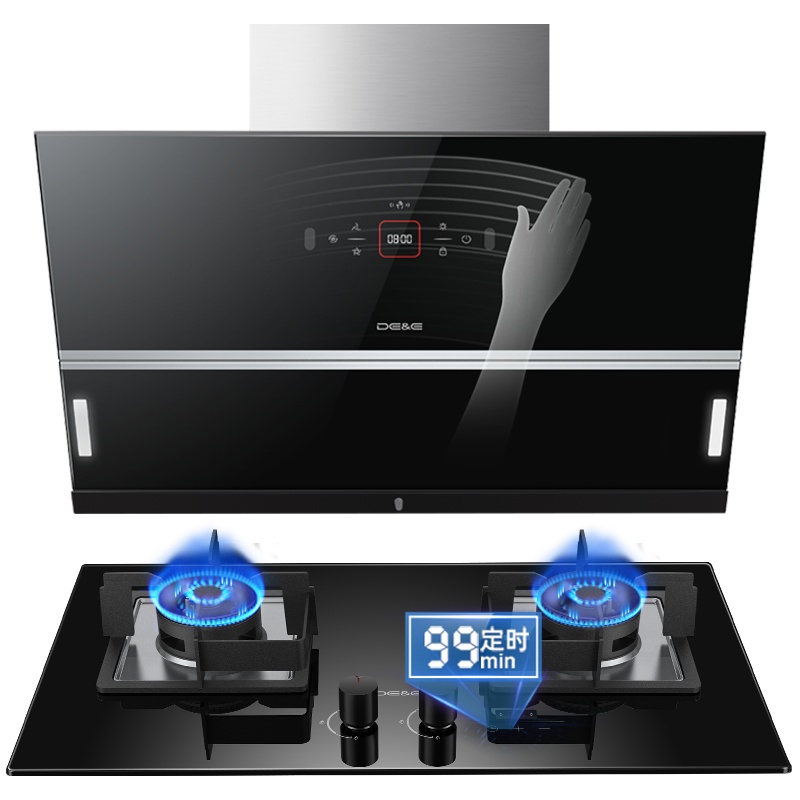 德意(DE&E)A5系列830Pa自清洁21立方挥手侧吸油烟机燃气灶套餐烟灶套装858A+772B(需液化气详询客服)