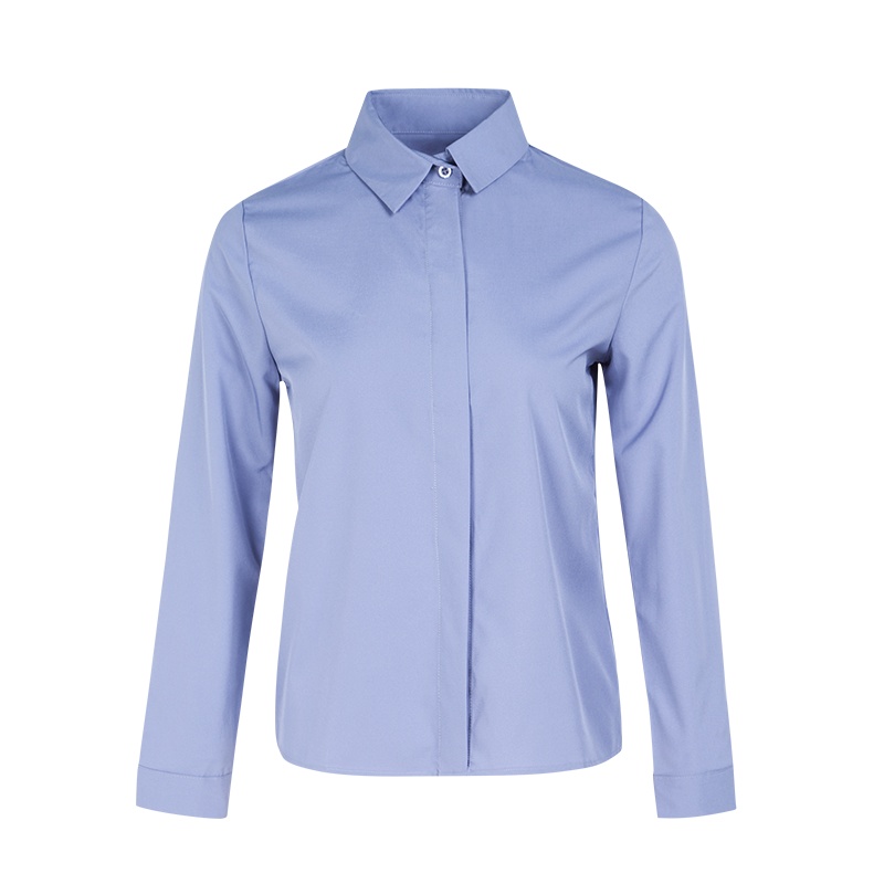 晚白女上装2019秋季新款简约气质纯色通勤POLO领职业上衣长袖衬衫