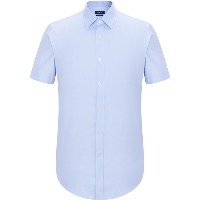 Youngor/雅戈尔男装商务绅士全棉面料 合体版型 DP免烫浅蓝提花衬衫058IJA
