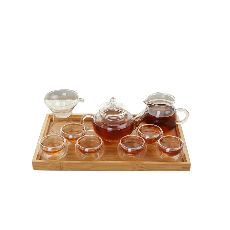唐宏坊 耐热玻璃茶具套装家用带过滤功夫茶具耐高温透明加厚玻璃花茶壶公道杯茶杯泡茶组合办公室品茶杯子套装