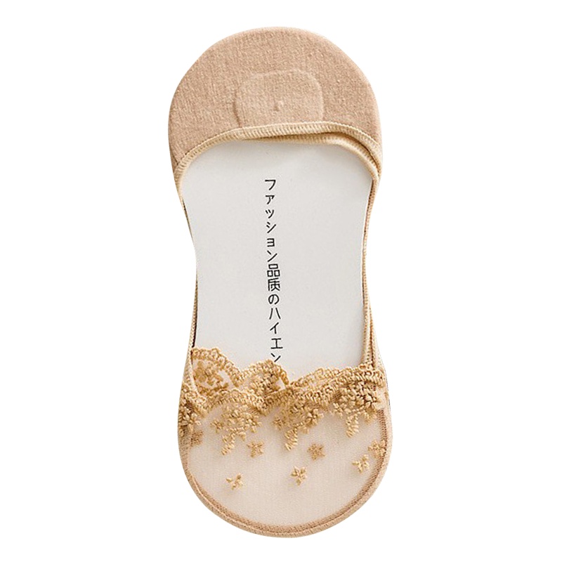 浪莎5双透明船袜网红推荐棉底浅口韩国蕾丝防滑隐形袜