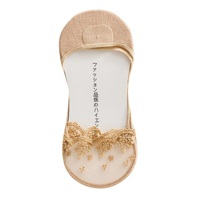 浪莎5双透明船袜网红推荐棉底浅口韩国蕾丝防滑隐形袜