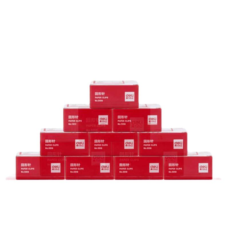 得力(deli)3#金属回形针 镀镍防锈曲别针100枚/盒 10盒装 0018