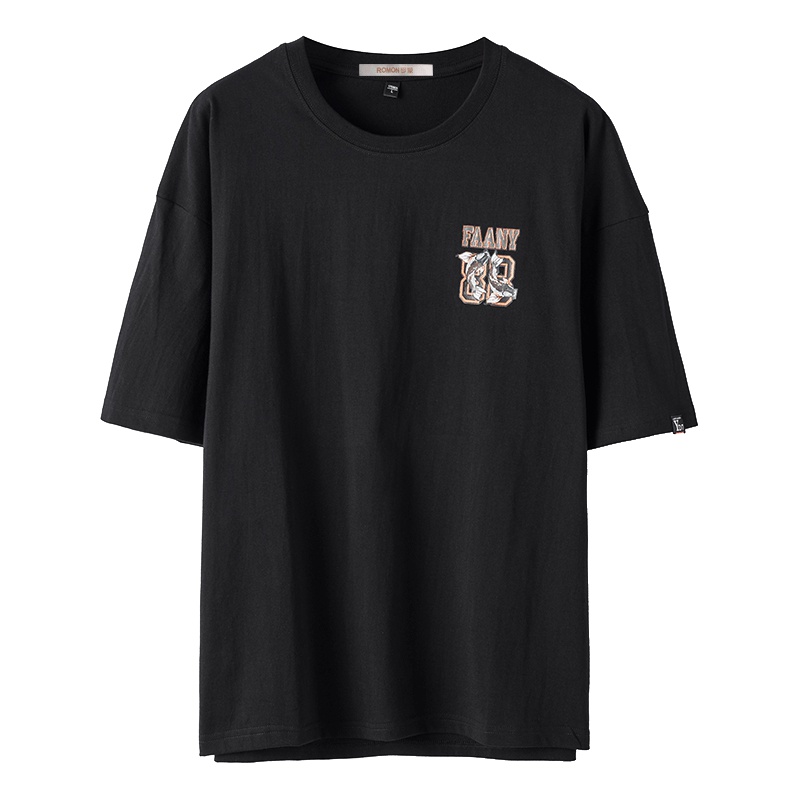 罗蒙(ROMON)夏季男士商务休闲纯棉短袖T恤45K8015