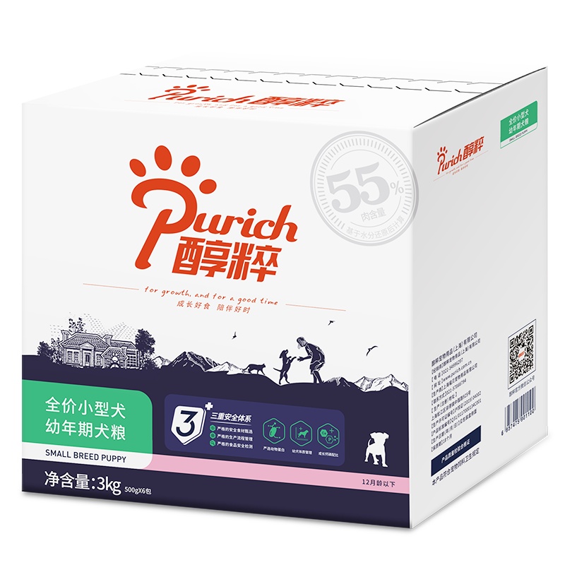 Purich醇粹狗粮 小型犬奶糕及幼犬粮3kg 幼年期(45日-12月)狗干粮 泰迪博美等