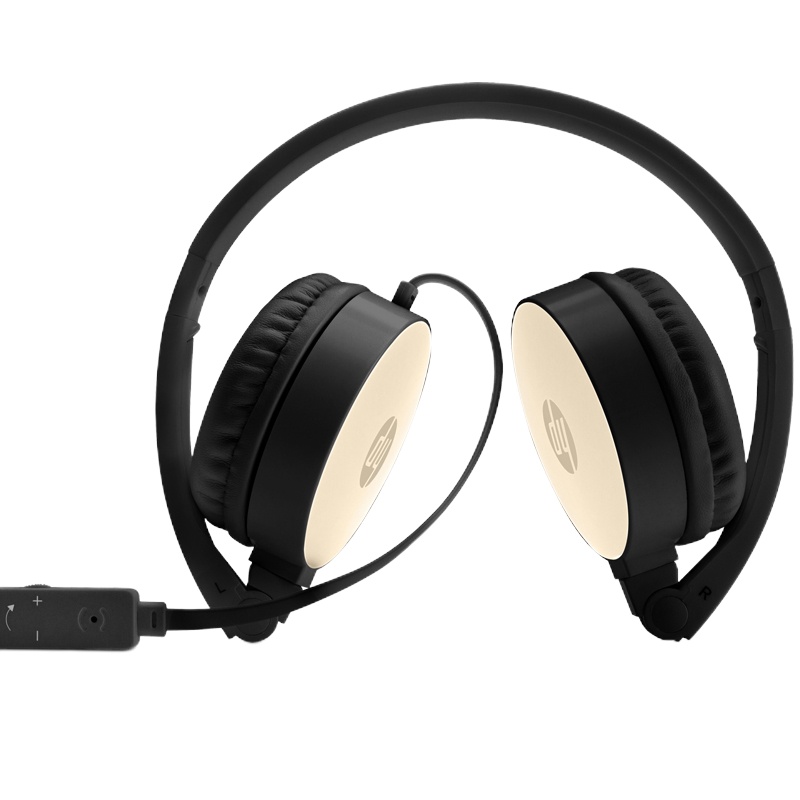 惠普(HP)H2800 头戴式耳机 内置麦克风耳麦 电脑平板手机 有线耳机 金黑色