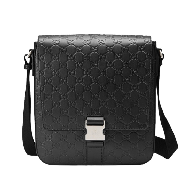 [畅享]GUCCI 古驰 男士黑色皮革压花斜挎包 406368-CWCBX-1000
