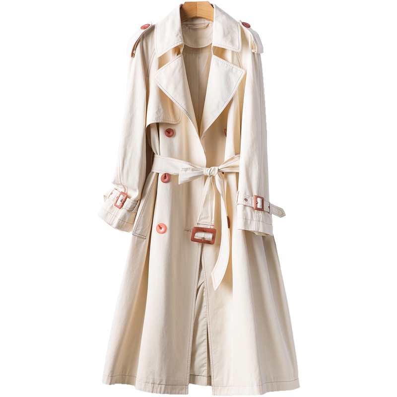 恒源祥2020春秋新款风衣女中长款收腰修身外套英伦风大衣明线外衣