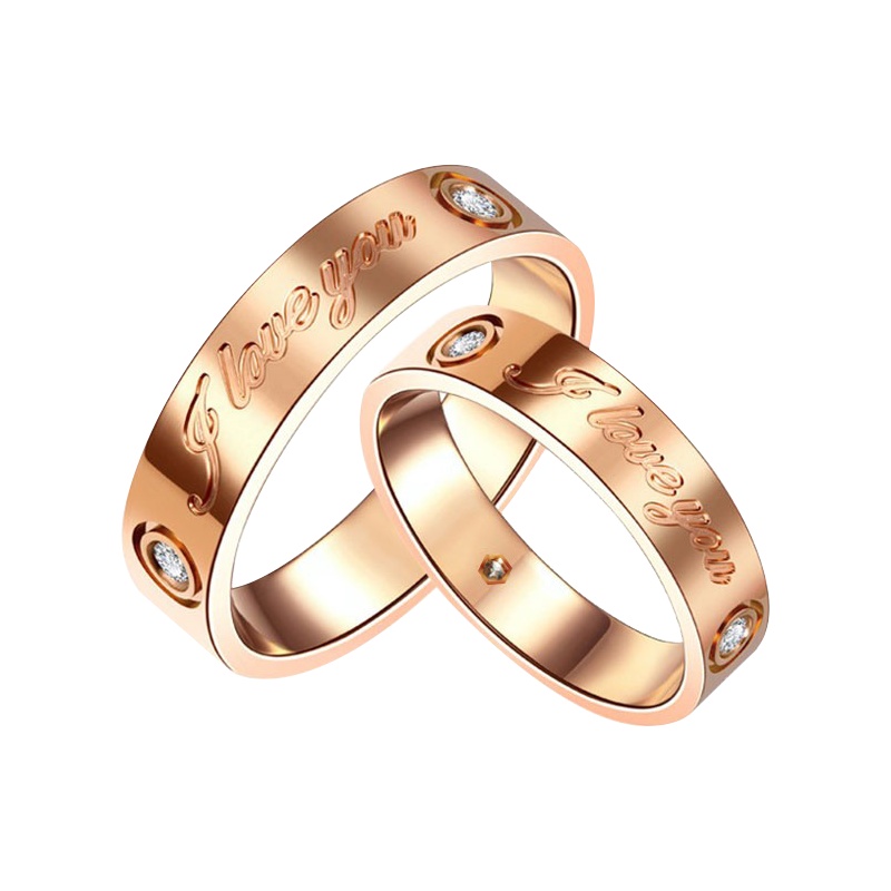 GZUAN古钻珠宝 Love 18K金钻石情侣戒指订婚/结婚戒指 DJ3092