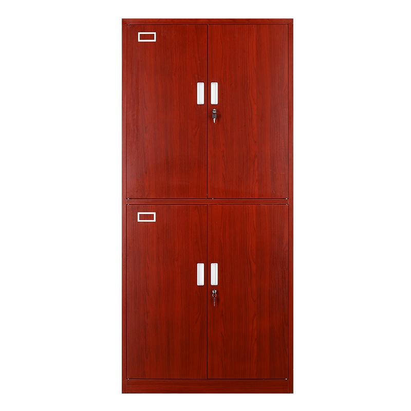 苏美特办公室文件档案储物柜红木纹家用书柜玻璃铁皮柜子钢制财务转印柜通双节