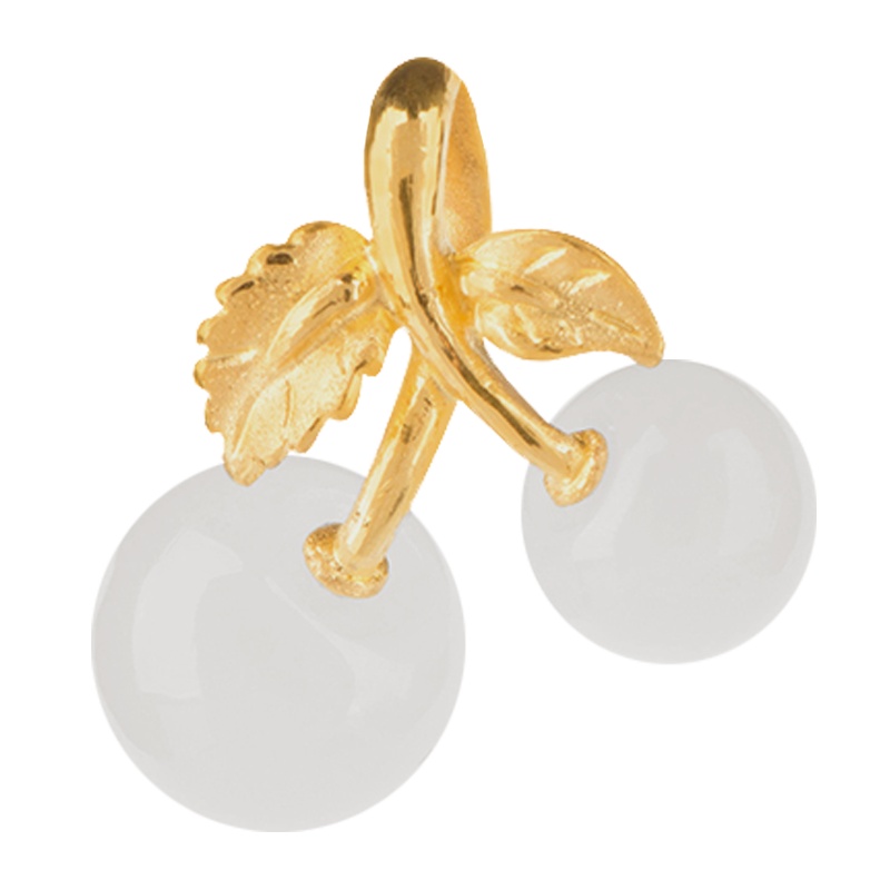 金一足金甜蜜樱桃女士款和田玉吊坠赠银链（定价） ZJDZ008