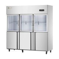 埃利斯(AILISI)1388L不锈钢厨房冰箱 商用冷柜 全铜管立式展示柜 六门上玻双温 冷藏柜CFS-60N3B3