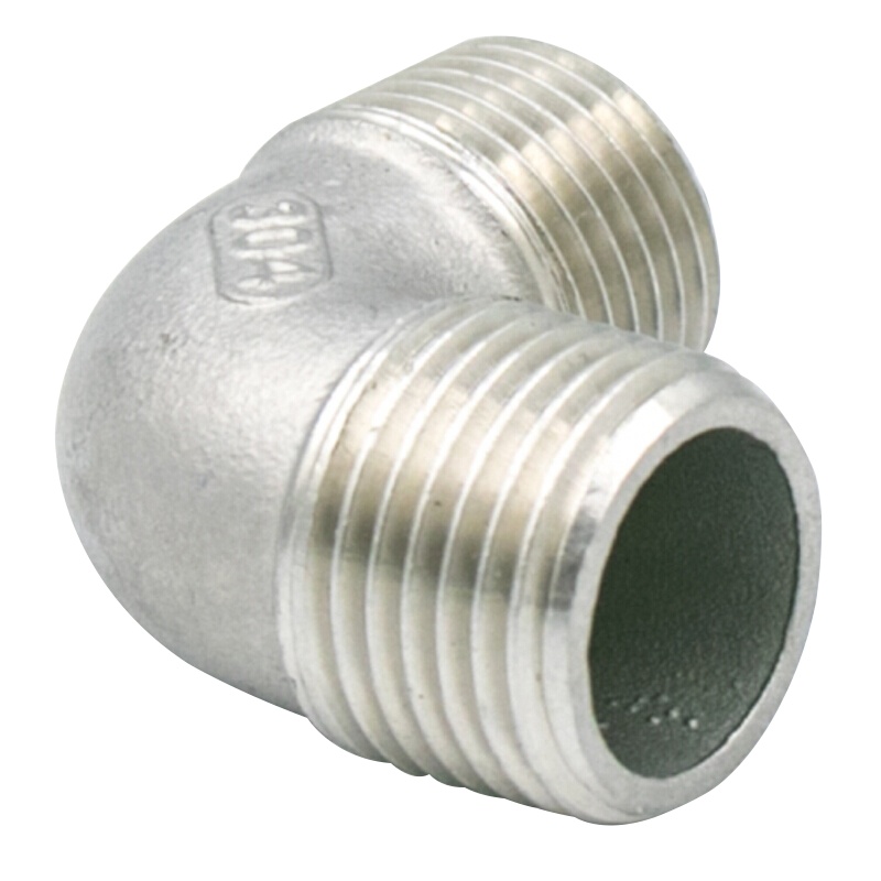 海斯迪克 gnjz-2031 304不锈钢双外丝弯头 90度双外牙弯头 外螺纹弯头 水管接头配件 2个DN8-1/4