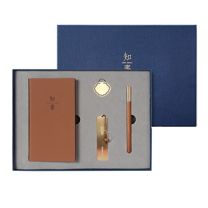 清朴堂(qingputang) 知书四件套 文创记事本 如意铜书扣 黄铜书签 知书红木笔 单个价
