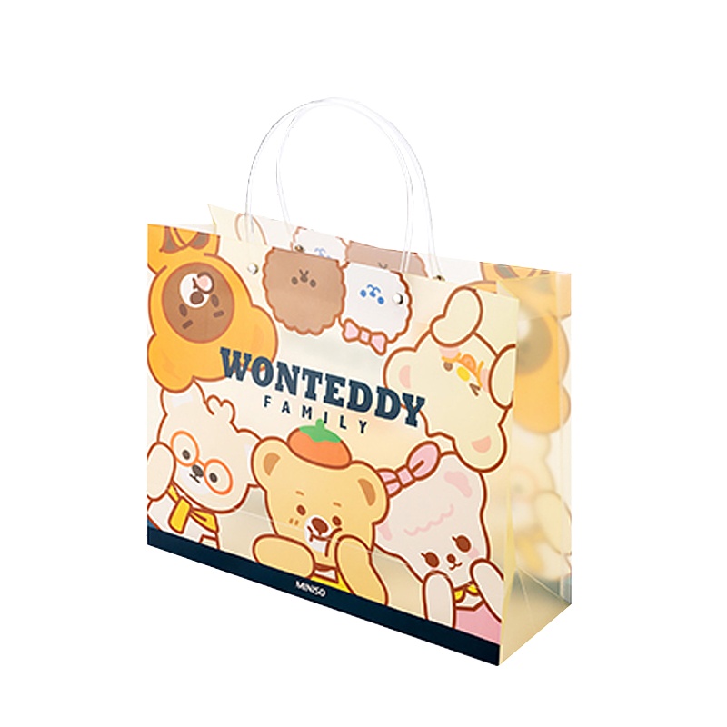 名创优品 (miniso) 奇萌泰迪系列礼品袋大号中号购物袋潮流个性大容量(大号 黄色)